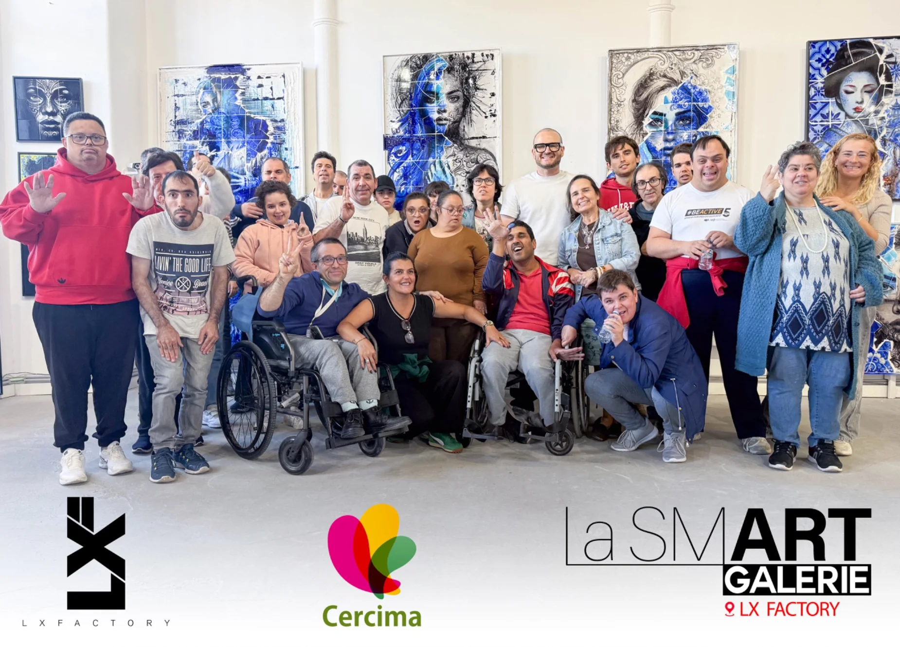 O Gringo e participantes da CERCIMA reunidos na La Smart Galerie, na LX Factory, em Lisboa, a 22 de outubro de 2026.